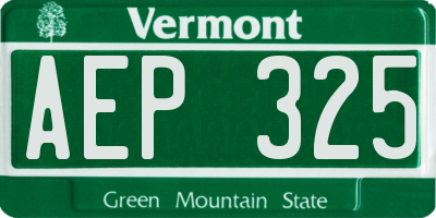 VT license plate AEP325