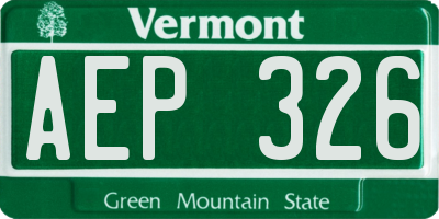 VT license plate AEP326