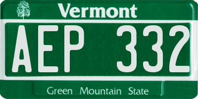 VT license plate AEP332