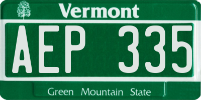 VT license plate AEP335