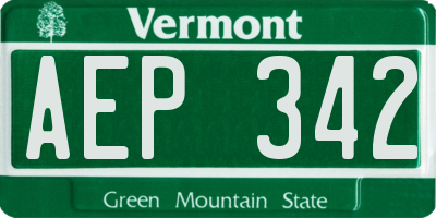 VT license plate AEP342