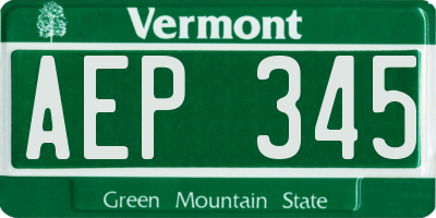 VT license plate AEP345