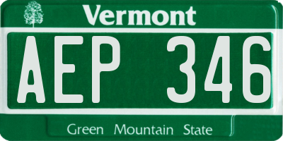 VT license plate AEP346