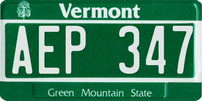 VT license plate AEP347