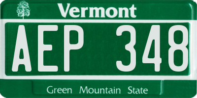 VT license plate AEP348