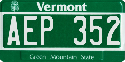 VT license plate AEP352