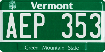 VT license plate AEP353