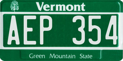 VT license plate AEP354