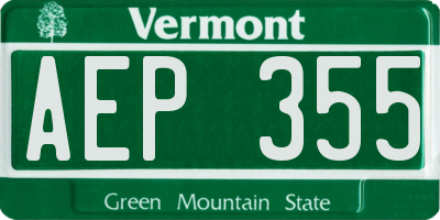 VT license plate AEP355