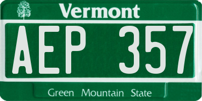 VT license plate AEP357