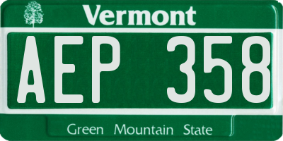 VT license plate AEP358