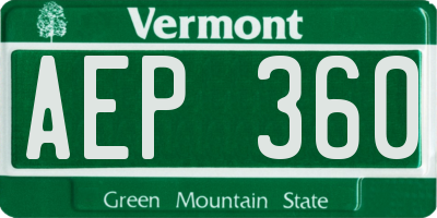 VT license plate AEP360