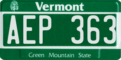 VT license plate AEP363