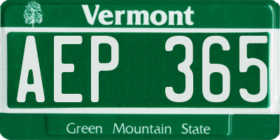 VT license plate AEP365