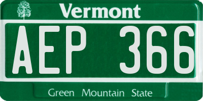 VT license plate AEP366