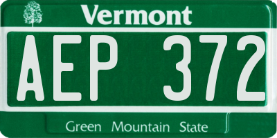 VT license plate AEP372