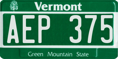 VT license plate AEP375