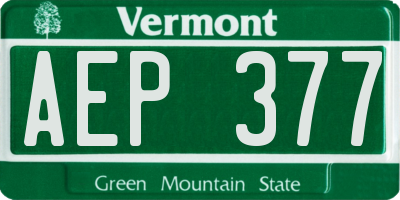VT license plate AEP377