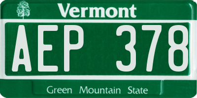 VT license plate AEP378
