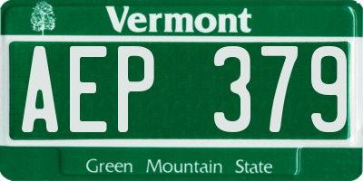 VT license plate AEP379