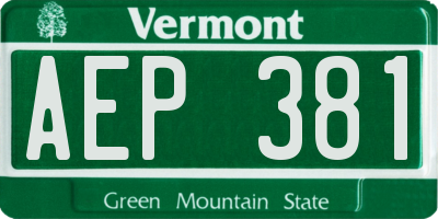 VT license plate AEP381