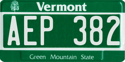 VT license plate AEP382