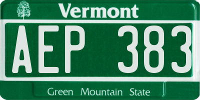VT license plate AEP383