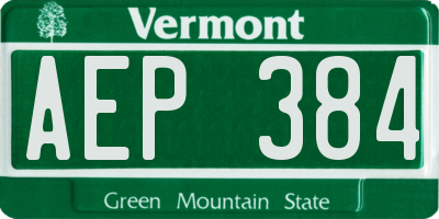 VT license plate AEP384