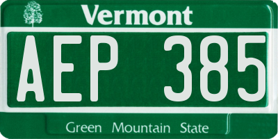 VT license plate AEP385