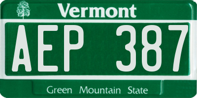 VT license plate AEP387