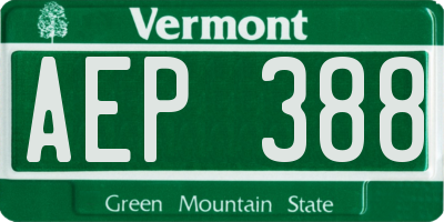 VT license plate AEP388
