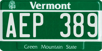 VT license plate AEP389