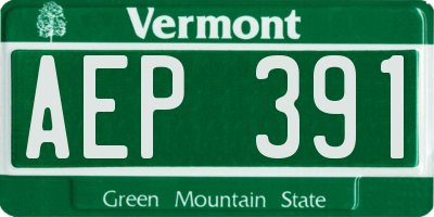 VT license plate AEP391