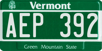 VT license plate AEP392