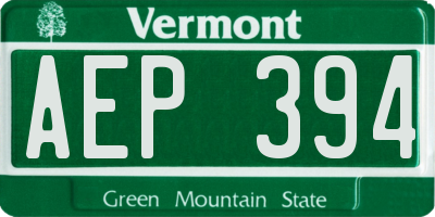 VT license plate AEP394