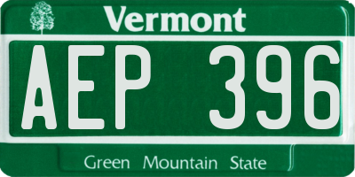 VT license plate AEP396