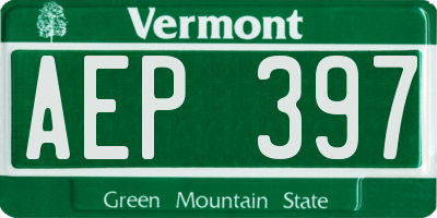 VT license plate AEP397
