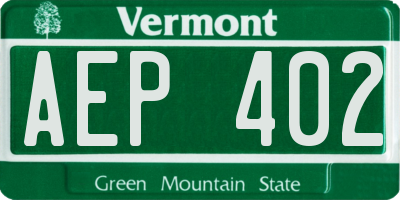 VT license plate AEP402