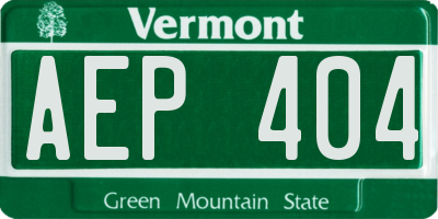 VT license plate AEP404