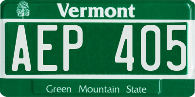 VT license plate AEP405