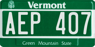 VT license plate AEP407