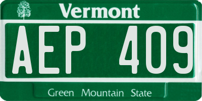 VT license plate AEP409