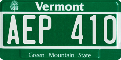 VT license plate AEP410