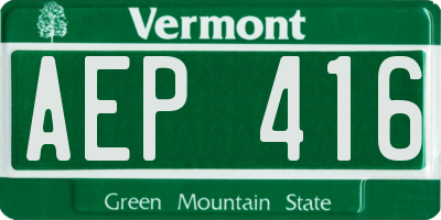 VT license plate AEP416