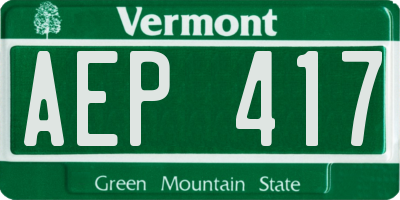 VT license plate AEP417