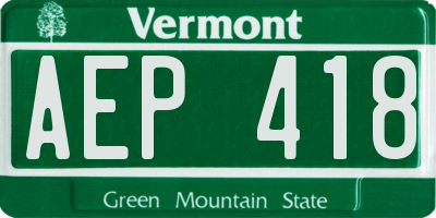 VT license plate AEP418