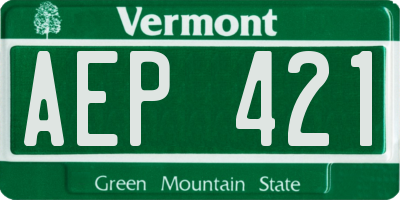 VT license plate AEP421
