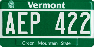 VT license plate AEP422