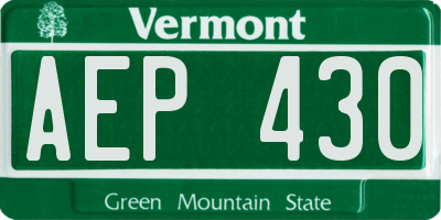VT license plate AEP430