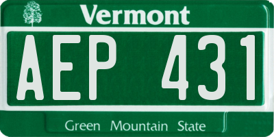 VT license plate AEP431